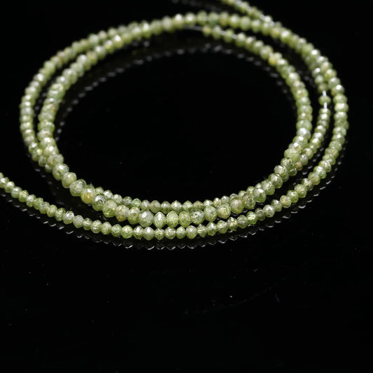 Natural Green Diamond Faceted 1.6 - 2.2 mm Rondelle Parrot Green Diamond Bead