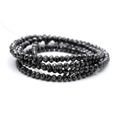 Natural Black Diamond Faceted Rondelle Beads Strand 2 - 3 mm AAA+ Diamond Beads