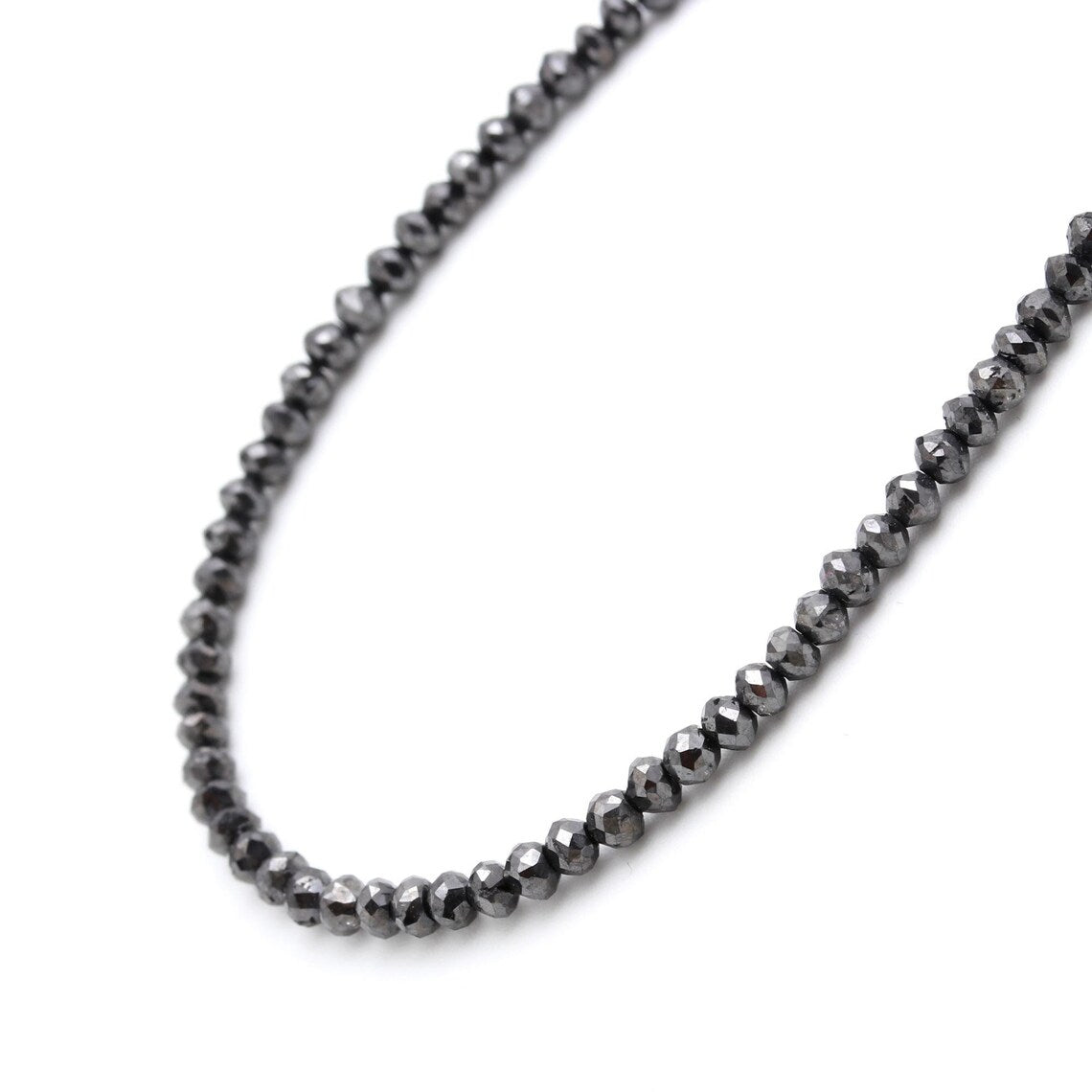 Natural Black Diamond Faceted Rondelle Beads Strand 2 - 3 mm AAA+ Diamond Beads