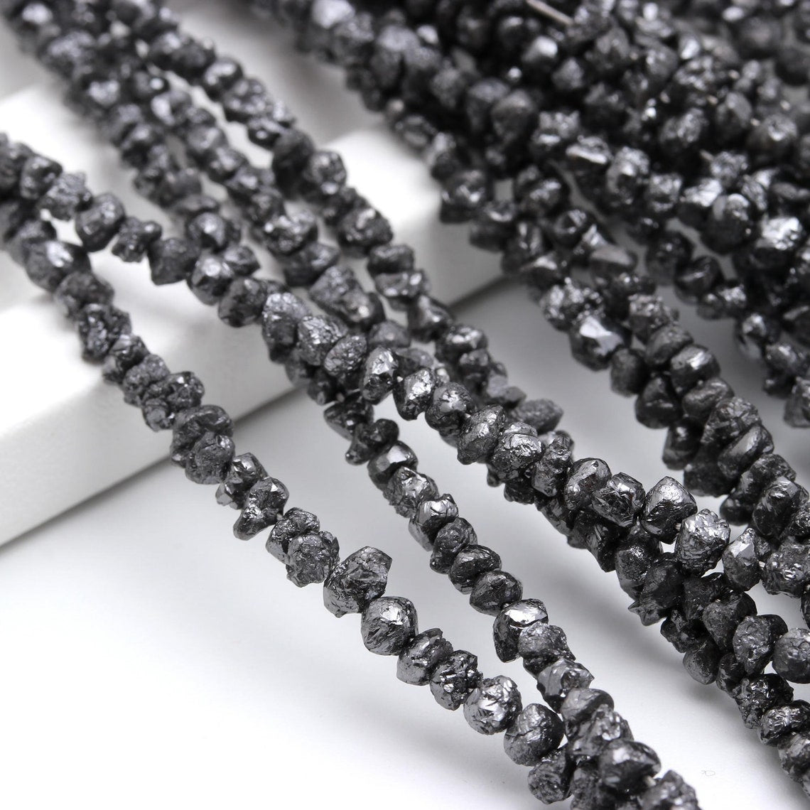 100% Natural Black Diamond Uncut Beads 3 - 5 mm AAA+ Raw Diamond Beads Raw Rough Diamond Beads Strands Gift For Her Handmade Gift Bracelet