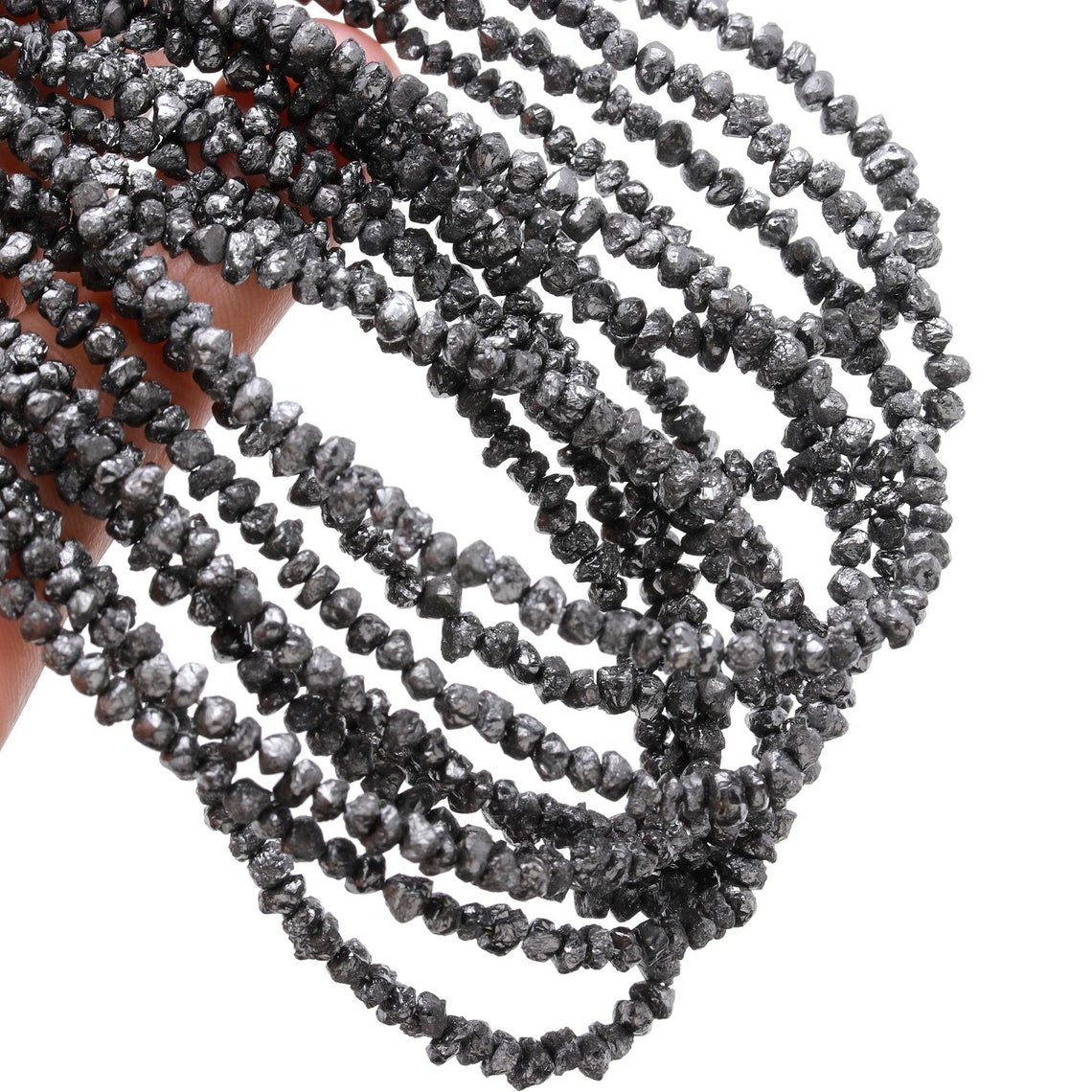 100% Natural Black Diamond Uncut Beads 3 - 5 mm AAA+ Raw Diamond Beads Raw Rough Diamond Beads Strands Gift For Her Handmade Gift Bracelet