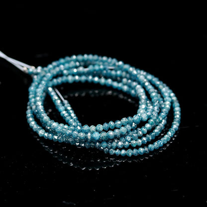 100% Natural Blue Diamond Faceted 2.5 - 3 mm Rondelle Bead Strands For Jewelry Making