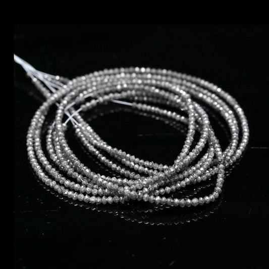 Dark Gray Diamond Beads AAA+ Natural Grey Faceted Rondelle Diamond Beads