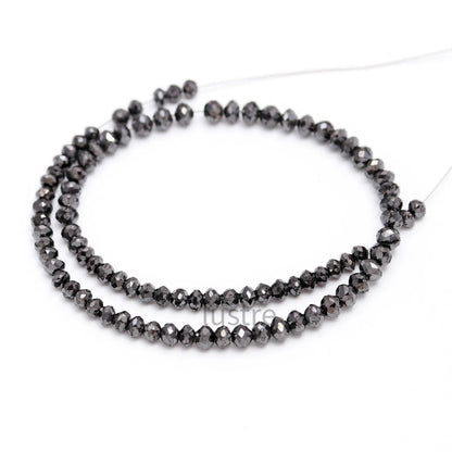 100% Natural Black Diamond Bead Necklace 2.7 - 3.5 mm 24 Inch Strands For Jewelry Making