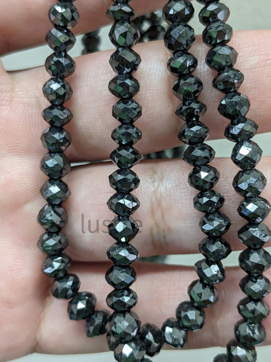 AAA+ Black Diamond Bead 6 mm Excellent Quality 100% Natural Black Diamond Bead Jewelry Natural Rare Far Black Diamond Faceted Rondelle Bead