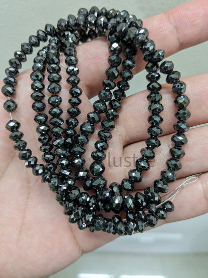 AAA+ Black Diamond Bead 6 mm Excellent Quality 100% Natural Black Diamond Bead Jewelry Natural Rare Far Black Diamond Faceted Rondelle Bead