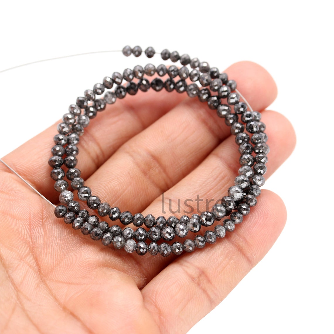 AAA+ Dark Gray Diamond Bead 4mm 100% Natural Sparkling Grey Faceted Round Diamond Bead Personalized Jewelry Birthday Gift For Her