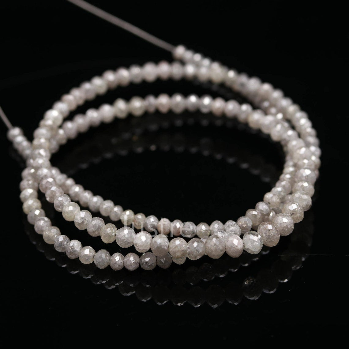 Excellent White Diamond Bead 3mm AAA+ Quality Natural White Diamond Bead 100% Natural Faceted Rondelle White Diamond Personalized Jewelry