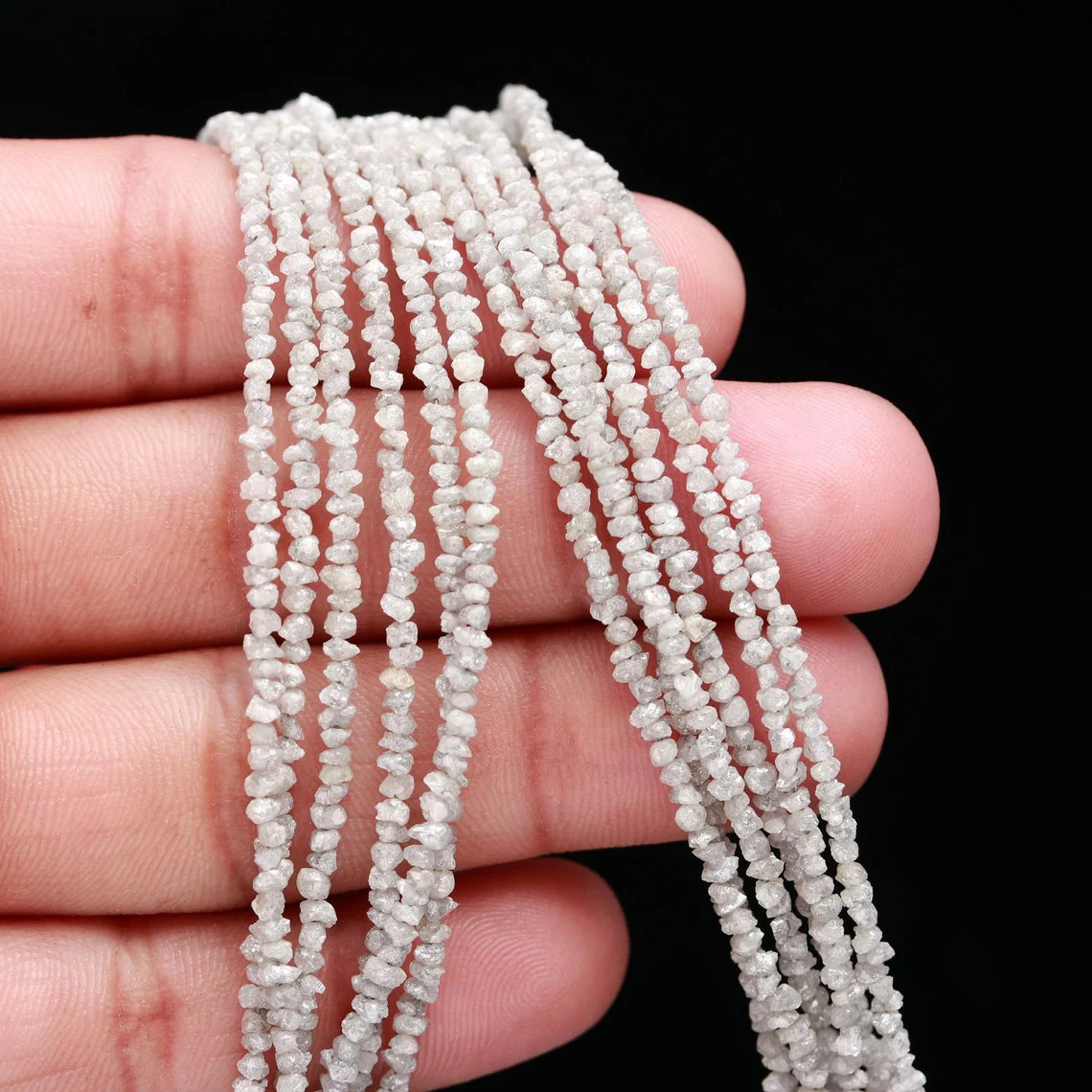 White Raw Rough Diamond Beads 2 - 3 mm Uncut Diamond Beads