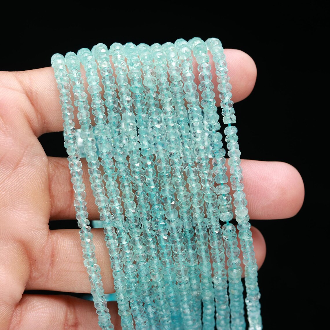 Blue Aquamarine Faceted Rondelle Beads Natural Clear Blue Aqua Gemstone Jewelry Making