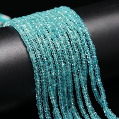 Blue Aquamarine Faceted Rondelle Beads Natural Clear Blue Aqua Gemstone Jewelry Making