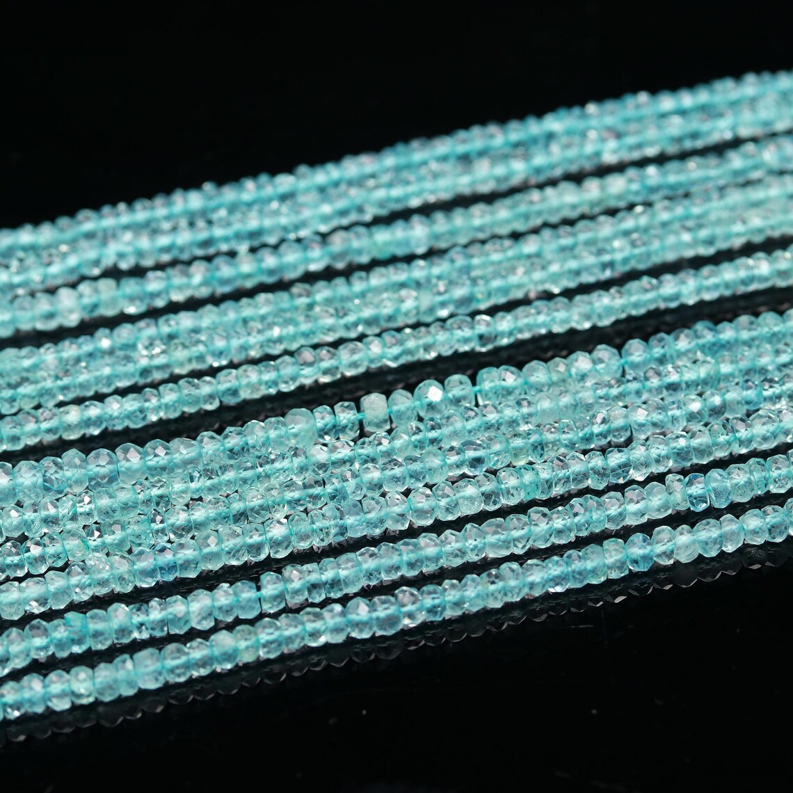 Blue Aquamarine Faceted Rondelle Beads Natural Clear Blue Aqua Gemstone Jewelry Making