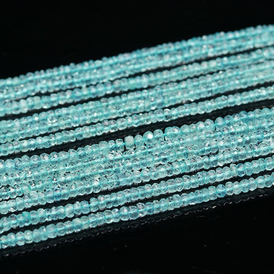 Blue Aquamarine Faceted Rondelle Beads Natural Clear Blue Aqua Gemstone Jewelry Making