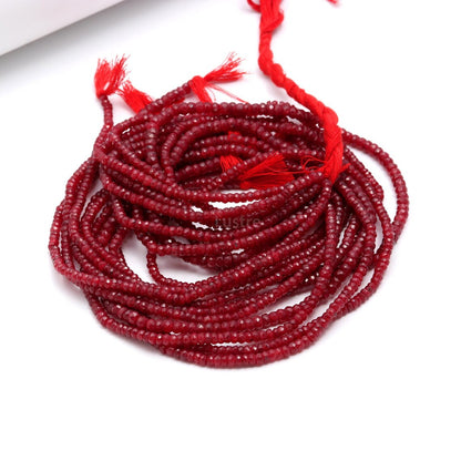 Ruby Natural Corundum Faceted 3.5 - 4.5 mm Rondelle Gemstone Beads For Jewelry Making