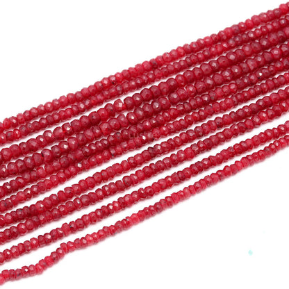 Ruby Natural Corundum Faceted 3.5 - 4.5 mm Rondelle Gemstone Beads For Jewelry Making