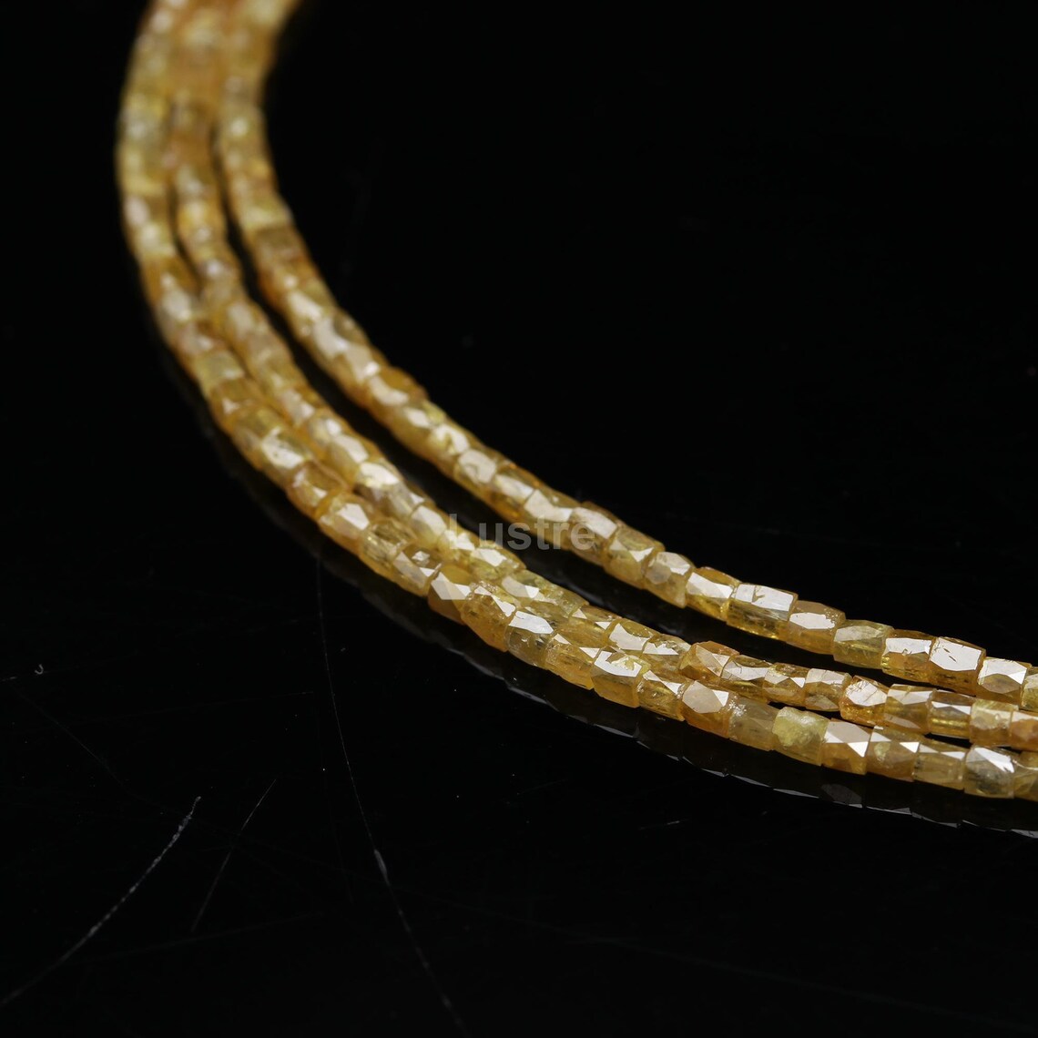 Elegant Yellow Diamond Faceted Tube Beads