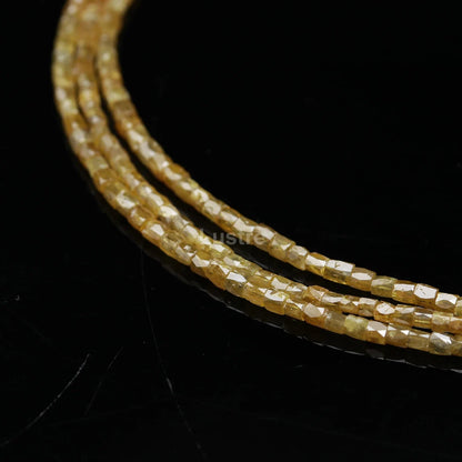 Yellow Diamond Bead Natural 1.5 - 2 mm faceted tube Diamond Bead 15 Inches Strands