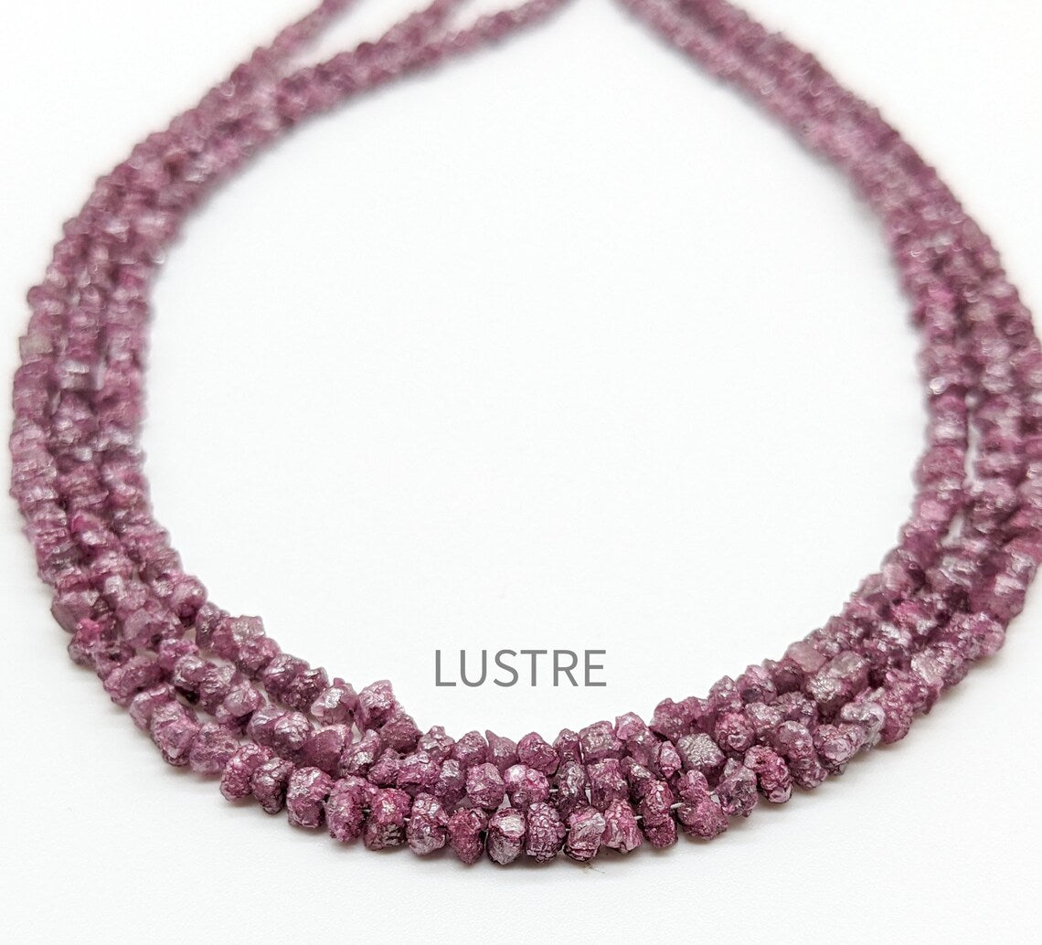 Pink Raw Rough Diamond Bead 3.5 - 4.5 mm Uncut Diamond Bead Strands For Jewelry Making