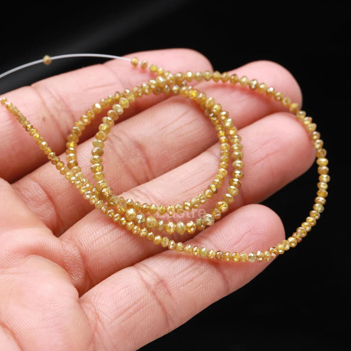 Yellow Diamond Bead 1.8 - 2.9 mm Faceted Rondelle Bead Strands For Jewelry Making