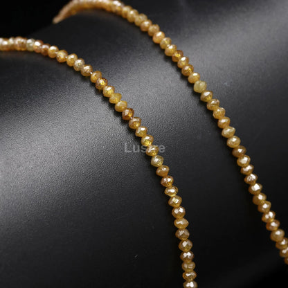 Yellow Diamond Bead 1.8 - 2.9 mm Faceted Rondelle Bead Strands For Jewelry Making