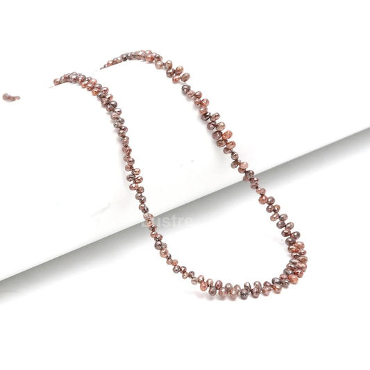 100% Natural Champagne Diamond 2.5 - 4 mm Briolette Faceted Diamond Beads