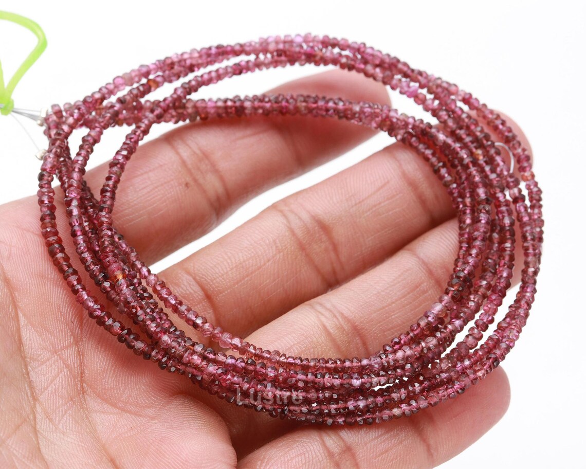 Pink Tourmaline Faceted Rondelle Beads 2 - 2.5 mm Shaded Beads For Jewelry Making