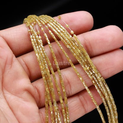 Elegant Yellow Diamond Faceted Tube Beads