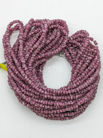 Pink Raw Rough Diamond Bead 3.5 - 4.5 mm Uncut Diamond Bead Strands For Jewelry Making