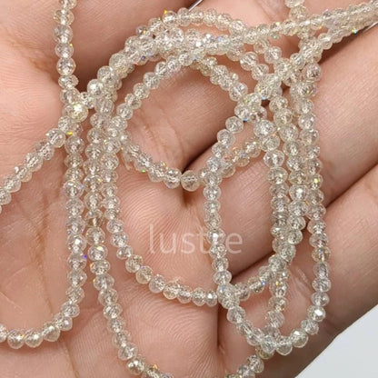 AAA+ Clear White Diamond Bead 100% Natural Rare Snow White Diamond Faceted Rondelle Bead