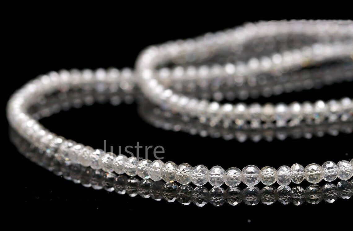 AAA+ Sparkling Clear White Diamond Beads 100% Natural Rare Snow White Diamond Faceted Diamond Rondelle Bead jewelry supplies on sale