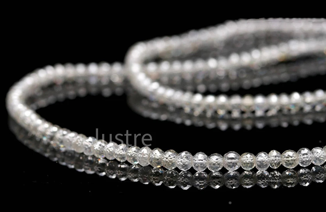 AAA+ Clear White Diamond Bead 100% Natural Rare Snow White Diamond Faceted Rondelle Bead