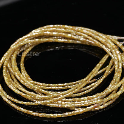 Elegant Yellow Diamond Faceted Tube Beads