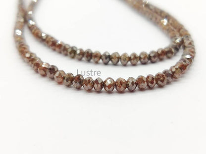 AAA+ Red champagne Diamond Faceted Rondelle Bead 3 mm 100% Natural Red Diamond Bead Sparkling Red Diamond Bead Birthday Gift Jewelry