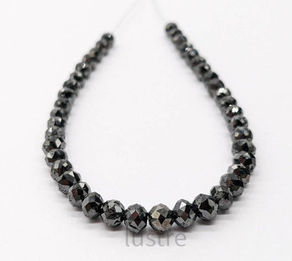 100% Natural Black Diamond Faceted Round Bead 4 - 4.5 mm AAA+ Top Quality Diamond Bead Natural Black Diamond Bead Rare Diamond Necklace