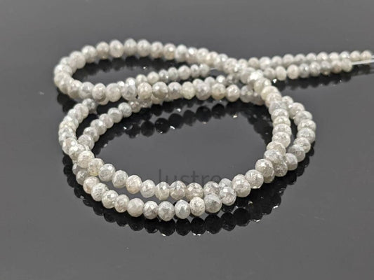 White Gray Diamond Bead  AAA+ Quality Faceted Rondelle Diamond Bead