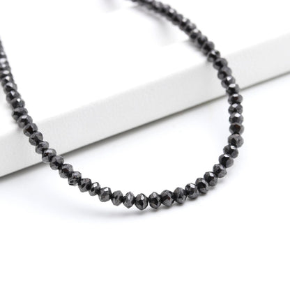 Natural Black Diamond Faceted Rondelle Beads Strand 2 - 3 mm AAA+ Diamond Beads