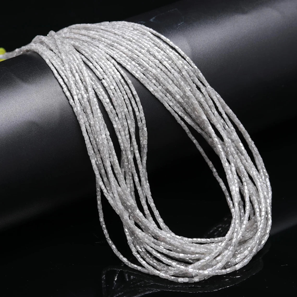 White Diamond Tube Bead AAA++  White Faceted Diamond Bead