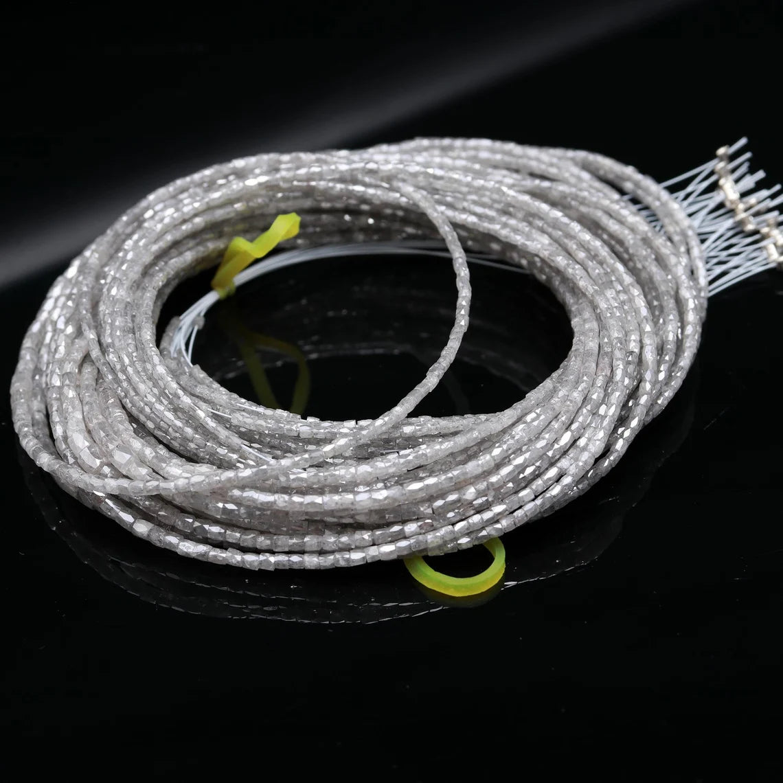 White Diamond Tube Bead AAA++  White Faceted Diamond Bead