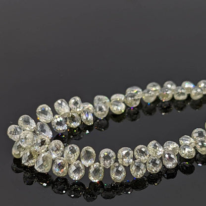 Clear White Yellow Diamond Briolette Bead AAA+ Excellent White Diamond Bead diamond briolette diamond necklace