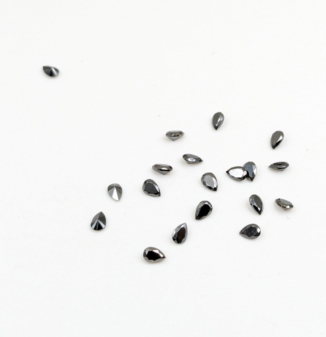 Loose Black Diamond 2 x 3 mm Faceted Cut Stone Pear Shape Loose Cut Stone