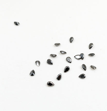 Loose Black Diamond 2 x 3 mm Faceted Cut Stone Pear Shape Loose Cut Stone