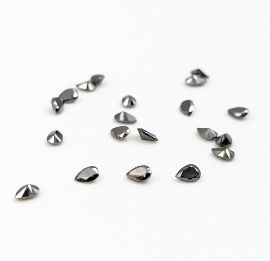 Loose Black Diamond 2 x 3 mm Faceted Cut Stone Pear Shape Loose Cut Stone