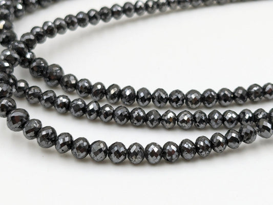 Black diamond bead 3.5 - 4.5 mm black diamond faceted rondelle bead black diamond faceted round balls black diamond necklace diamond bead