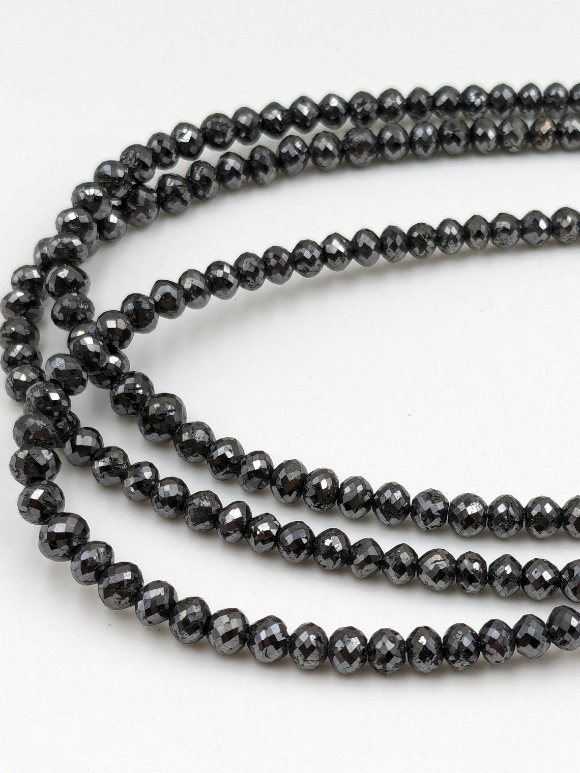 Black diamond bead 3.5 - 4.5 mm black diamond faceted rondelle bead black diamond faceted round balls black diamond necklace diamond bead