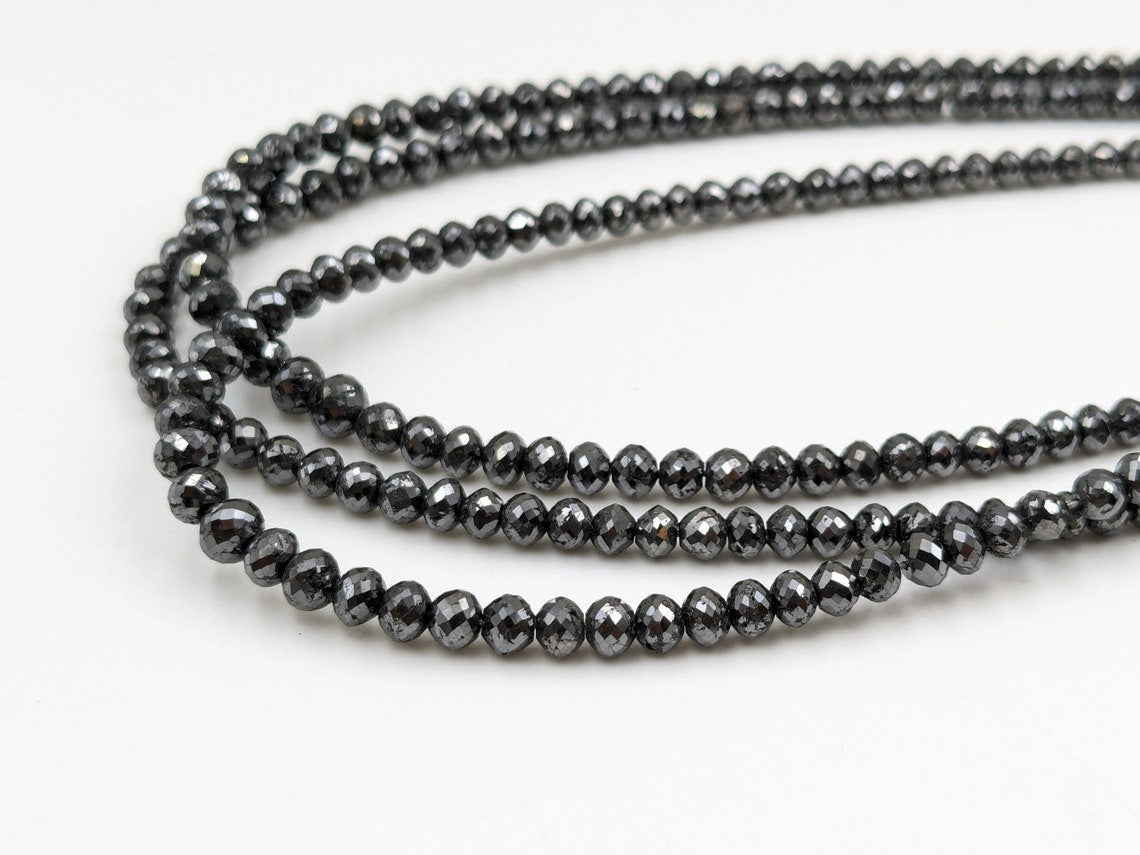 Black diamond bead 3.5 - 4.5 mm black diamond faceted rondelle bead black diamond faceted round balls black diamond necklace diamond bead