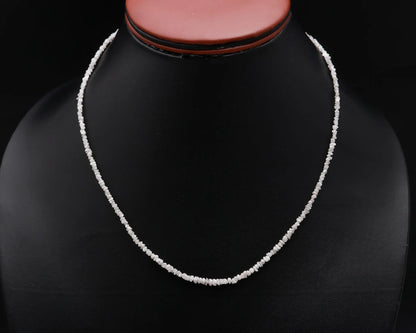 White Raw Rough Diamond Beads 2 - 3 mm Uncut Nugget Diamond 16 Inches Necklace