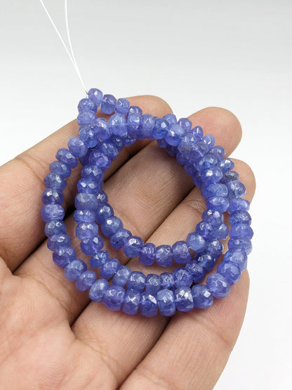 Tanzanite Faceted Rondelle Natural Faceted 5.5 - 6.5 mm  Gemstone Beads For Jewelry Making