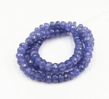 Tanzanite Faceted Rondelle Natural Faceted 5.5 - 6.5 mm  Gemstone Beads For Jewelry Making