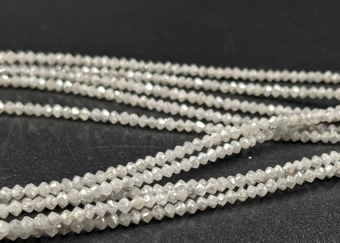 White Diamond Bead Top Quality Natural White Diamond Bead 1.8-2.2 mm Faceted Rondelle White Diamond Bead Personalized Jewelry Birthday Gift