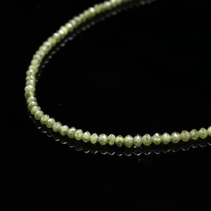 Green Diamond 925 sterling 1.5 - 2.3 mm Beaded Faceted Rondelle 16 Inches Necklace